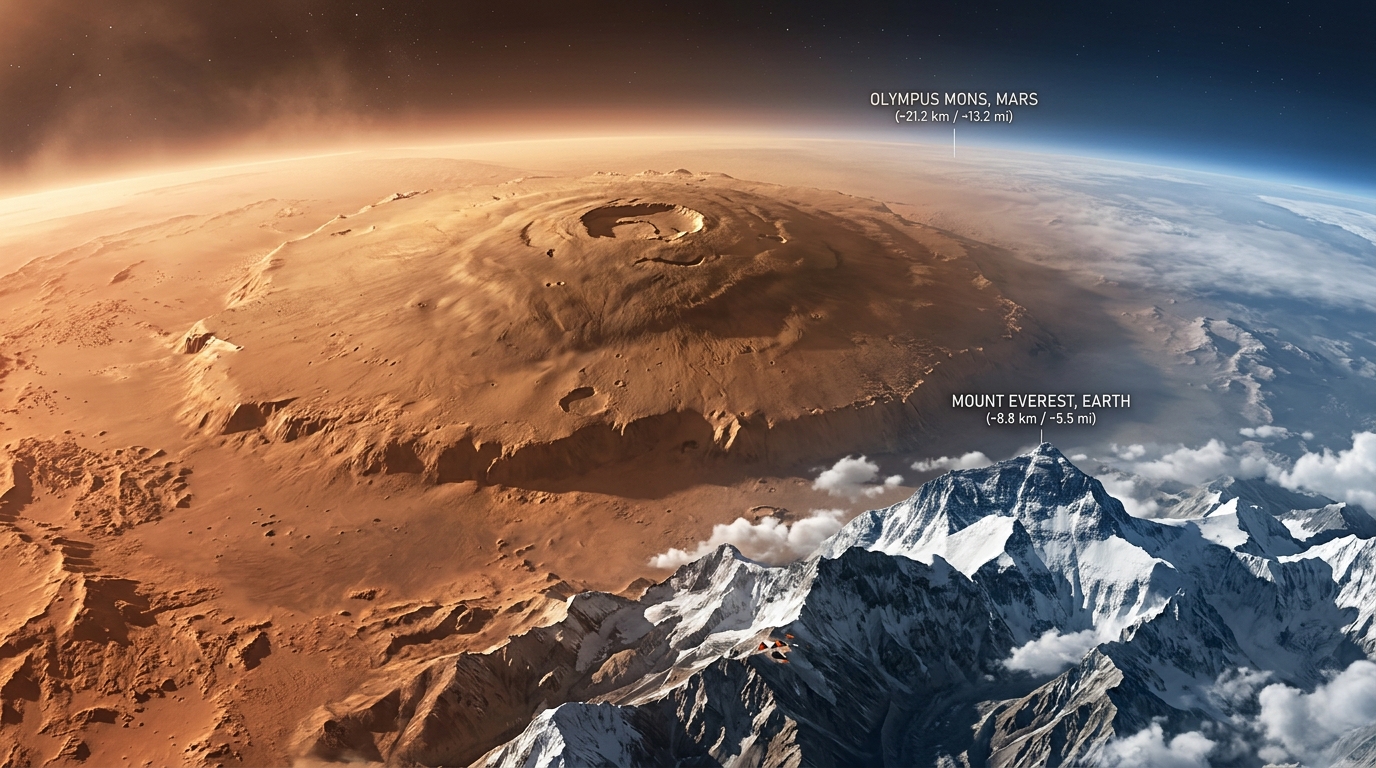 Olympus Mons: o maior vulcão do sistema solar que faz o Monte Everest parecer insignificante