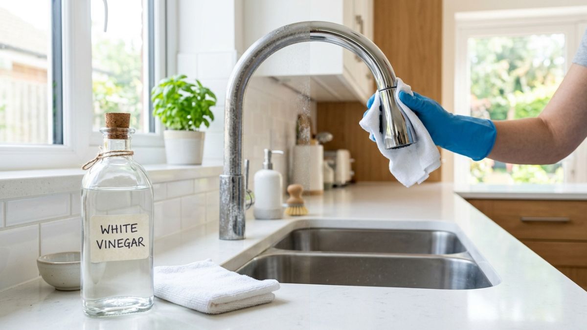 Vinagre ao redor da pia da cozinha: o truque que faz toda a diferença